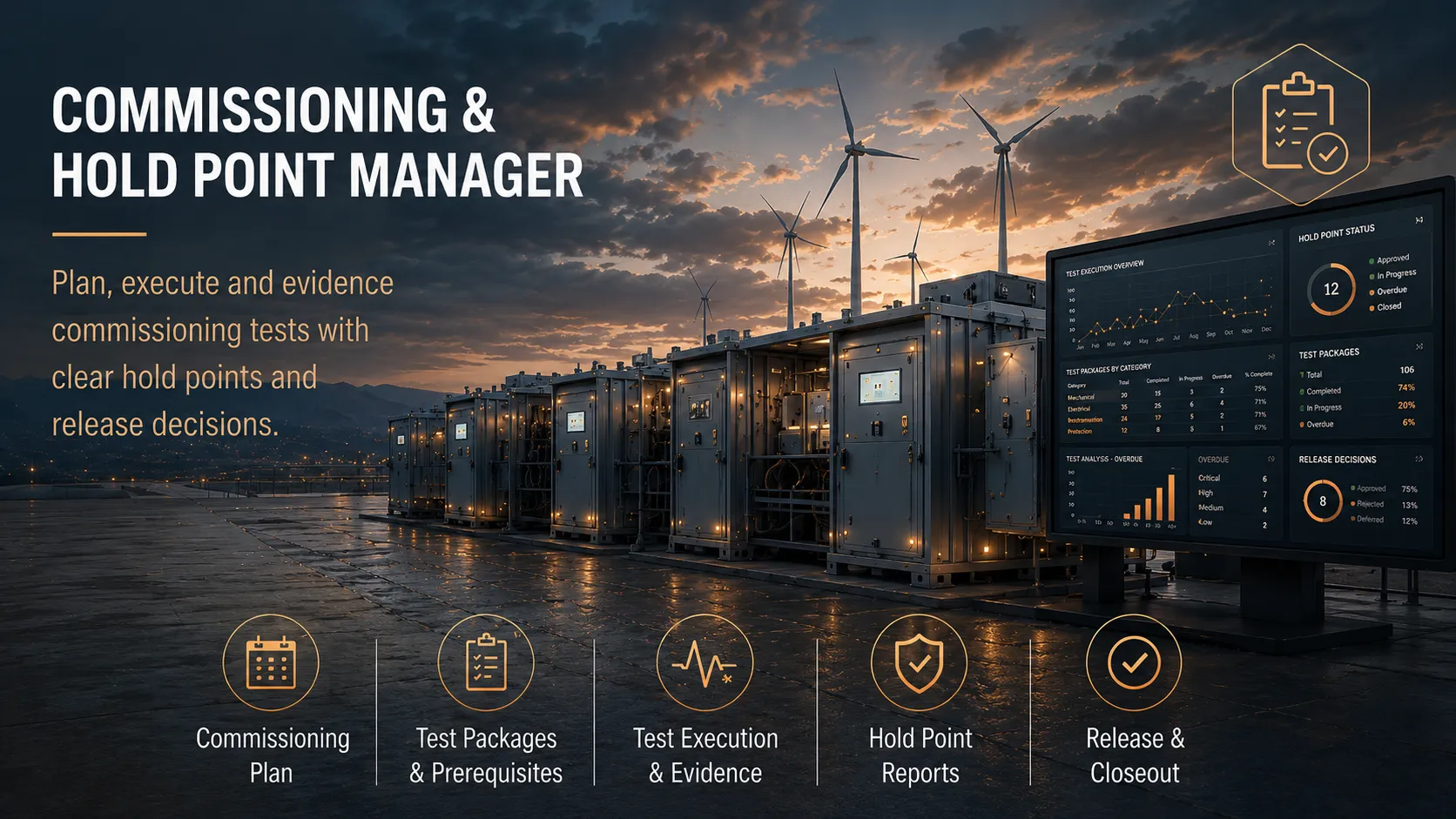 Commissioning & Hold Point Manager interface